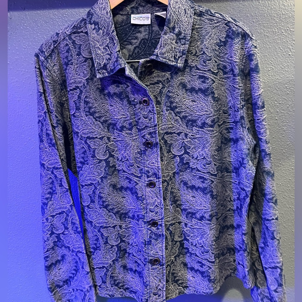Chicos embellished ‘embroidered blue jacket